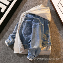 Jaqueta jeans infantil de mangas compridas de inverno